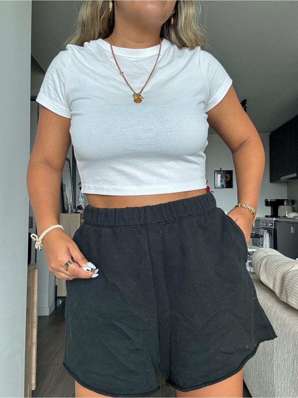 aerie Black High-Waist Athletic Shorts